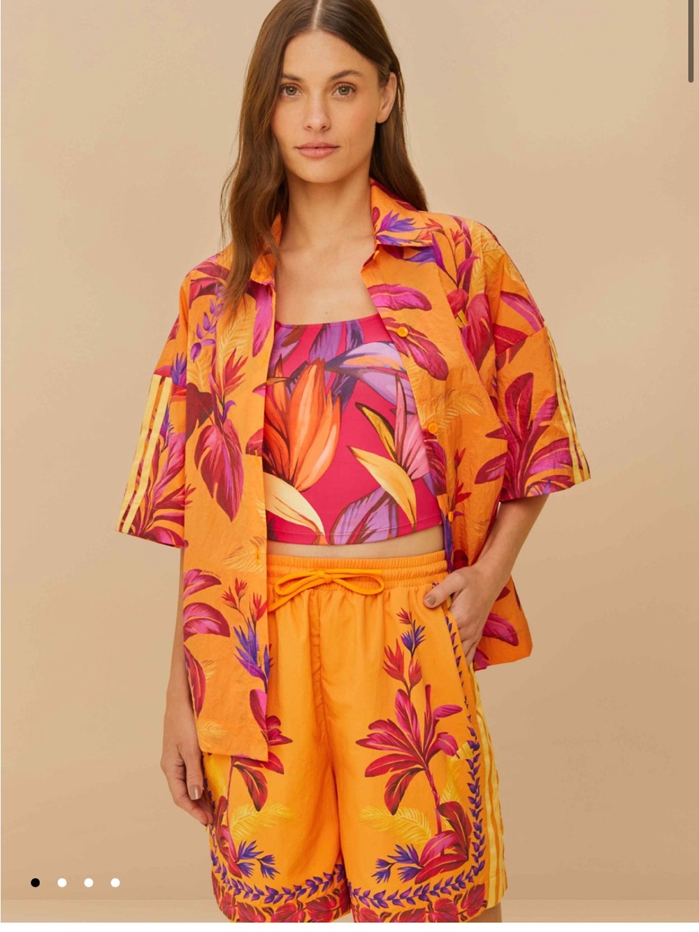 Farm RioxAdidas Orange Floral Athletic Shorts - Picture 4 of 4